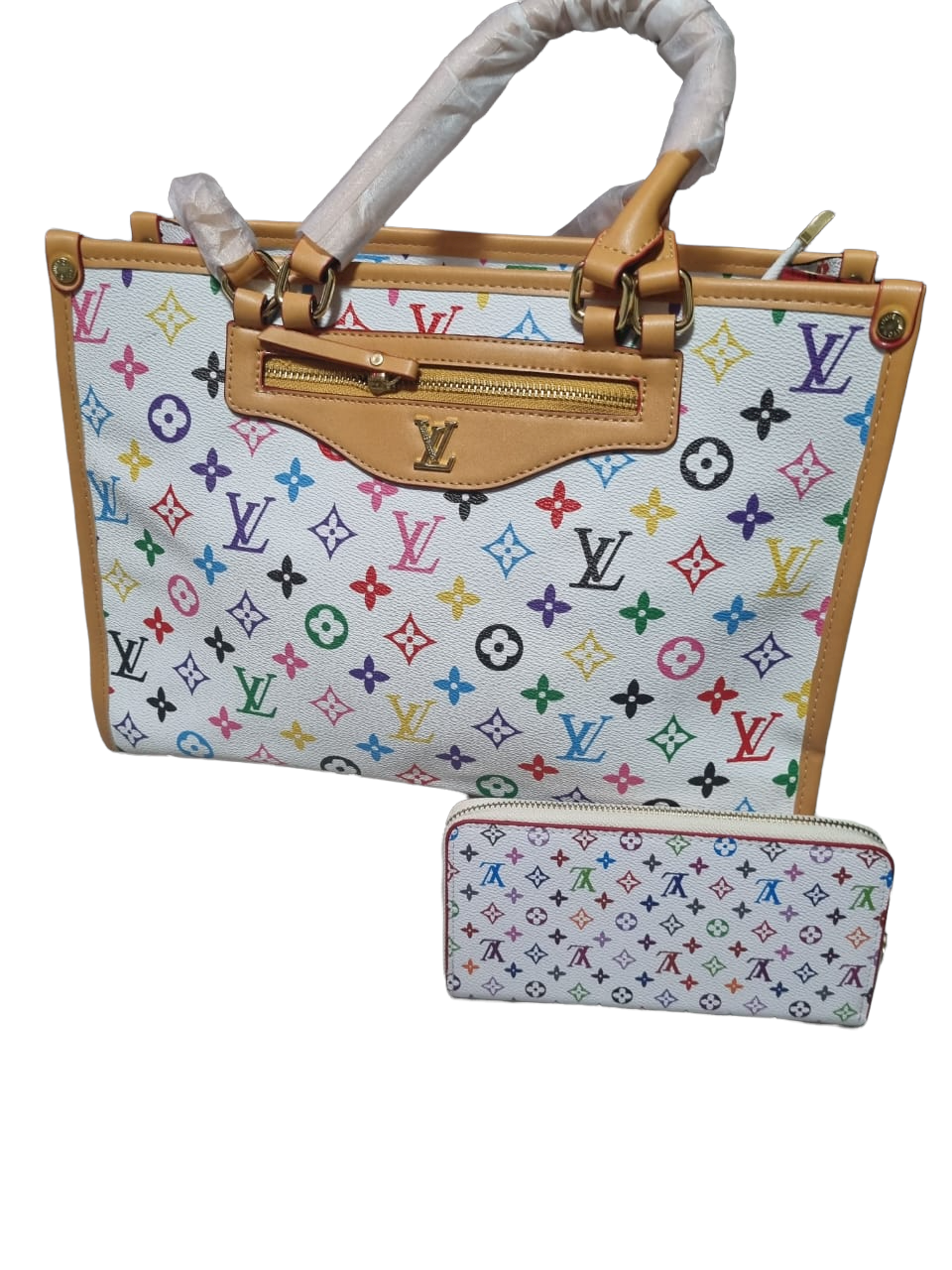 LV Bag - White and Brown Set - Fragrance Deliver SA